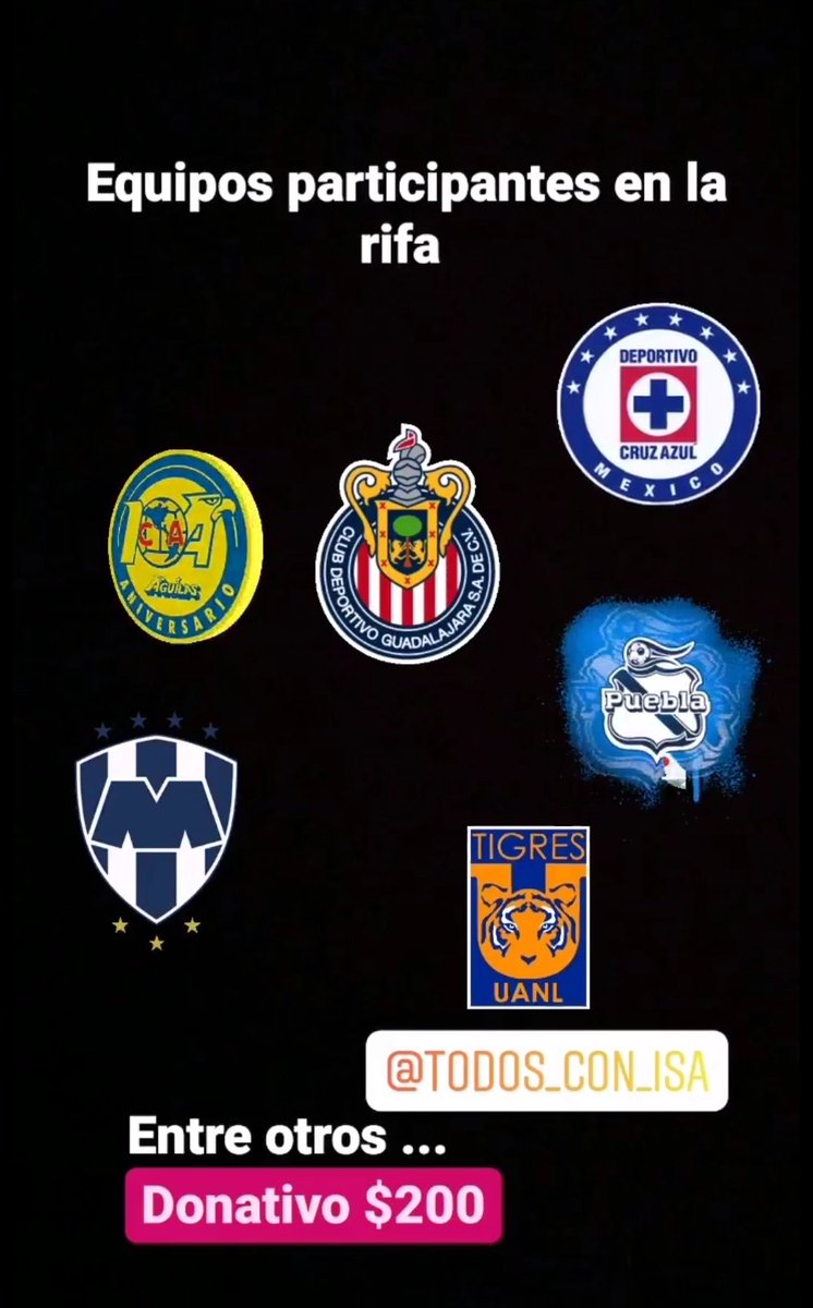 e27Clay's tweet photo. Te quieres ganar un jersey firmado por Cruz azul , América ,León ,Pumas ,Tigres Monterrey,Chivas ,Puebla o Querétaro?
Participa en la rifa con causa.
Donativo $200
#TodosConIsa
No olvides seguir sus redes sociales @TODOS_CON_ISA
@jorgemutio https://t.co/9NTMlSPPIL