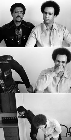 Bobby Seale and Huey Newton pose for a photo in Huey\s apartment in Oakland. Happy Birthday Mr. Seale 