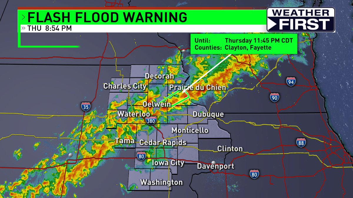 Flash Flood WARNING issued in eastern Iowa. Do not drive through flooded roads #iawx
