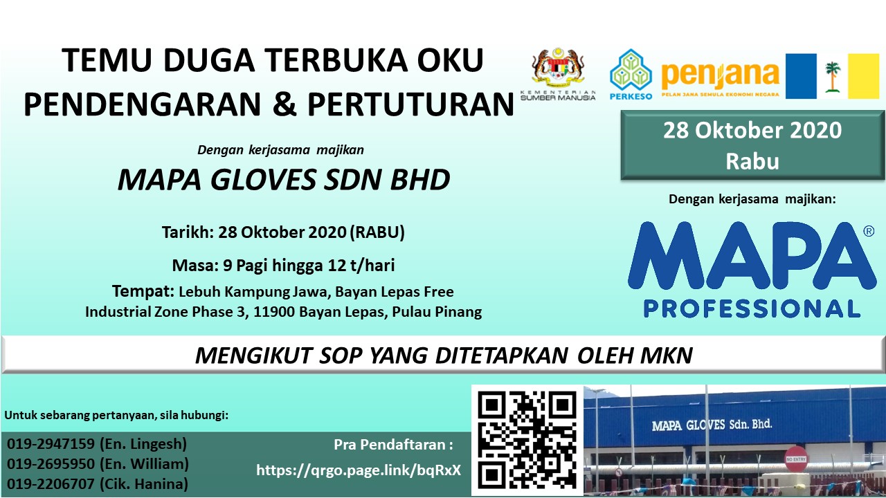 Myfuturejobs V Twitter Temu Duga Terbuka Oku Pendengaran Dan Pertuturan Anjuran Pejabat Perkeso Pulau Pinang Majikan Yang Terlibat 1 Mapa Gloves Sdn Bhd Tarikh 28 Oktober 2020 Rabu Masa 9 00 Pagi