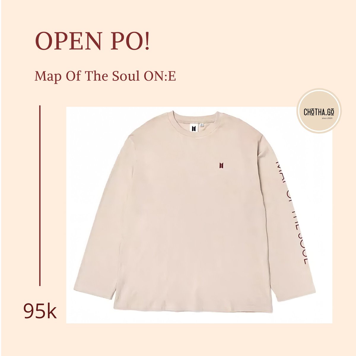 ChothaGo's tweet photo. ⚫OPEN PO⚫
BTS MOTS ON:E LONG SLEEVE UNOFICIALL

free 2 pc random &amp; sticker

📆 CLOSE PO 30 OKTOBER 2020
💸 IDR 95k
✅ bisa dp 60k (BRI/OVO)
✅ pelunasan saat barang dikirim https://t.co/o3ykrJMT4B