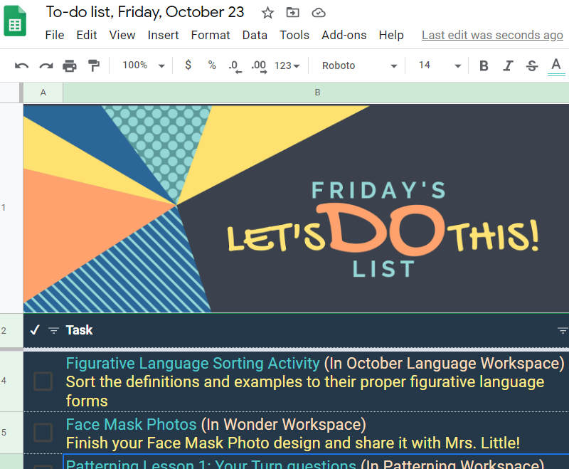 MrsELittle's tweet photo. Going to try out this to-do list with my students tomorrow during a work period to get done our unfinished work . . . #CheckListsRule https://t.co/AQV8imFpTu