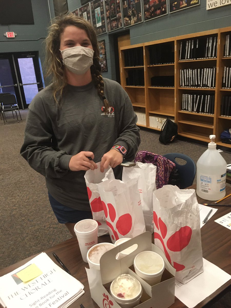 Awesome student culture when you have students like this who volunteer to pickup dinner on concert day for any younger student in the group who asked. Thanks Kailey!! We are OneWest!