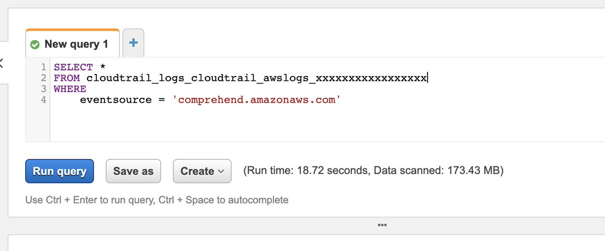 ok ok ok. I& #39;m learning more about Comprehend as I go. Where have I been? Well CloudTrail had no API call data between those two dates. I went so far as to export it all to Athena, and search there (it& #39;s a click of a button to start!!)