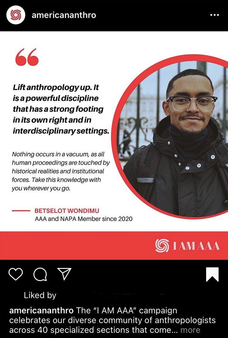 I was recently featured on  @AmericanAnthro ‘s Instagram account, which is great! I am not a public figure (yet ), but would like to contextualize a little bit here for my 40 followers & for myself (a thread).