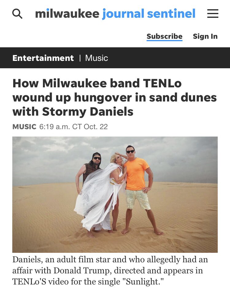 TENLo_band's tweet photo. Thanks for the press @pietlevy @js_newswatch #tenlo #stormydaniels #Milwaukee https://t.co/wht5OqorIn