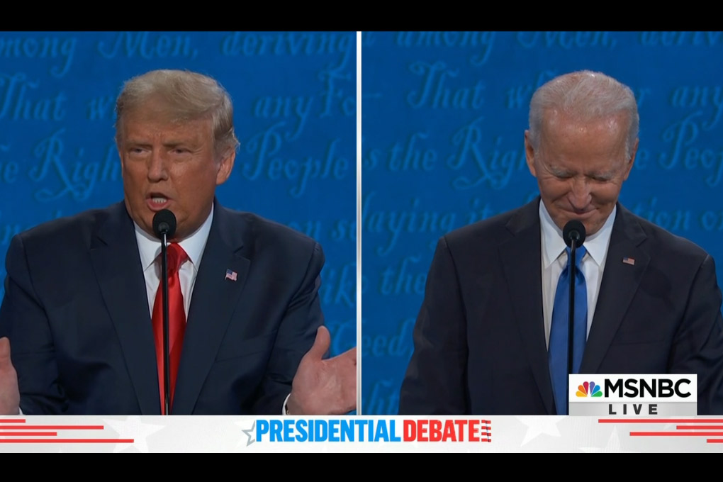 CLIMATE CHANGE QUESTION!!!aaaand we& #39;ve got Trump bullshitting so hard that Biden is cracking the fuck up.