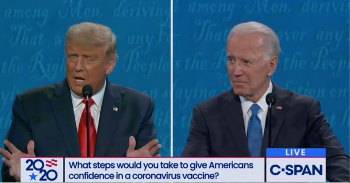 ChrisWhiteGU's tweet photo. Biden says we have a "moral obligation" to deal with climate change, which poses an existential threat to humanity. #PresidentialDebate2020 https://t.co/zYUJjSboPV