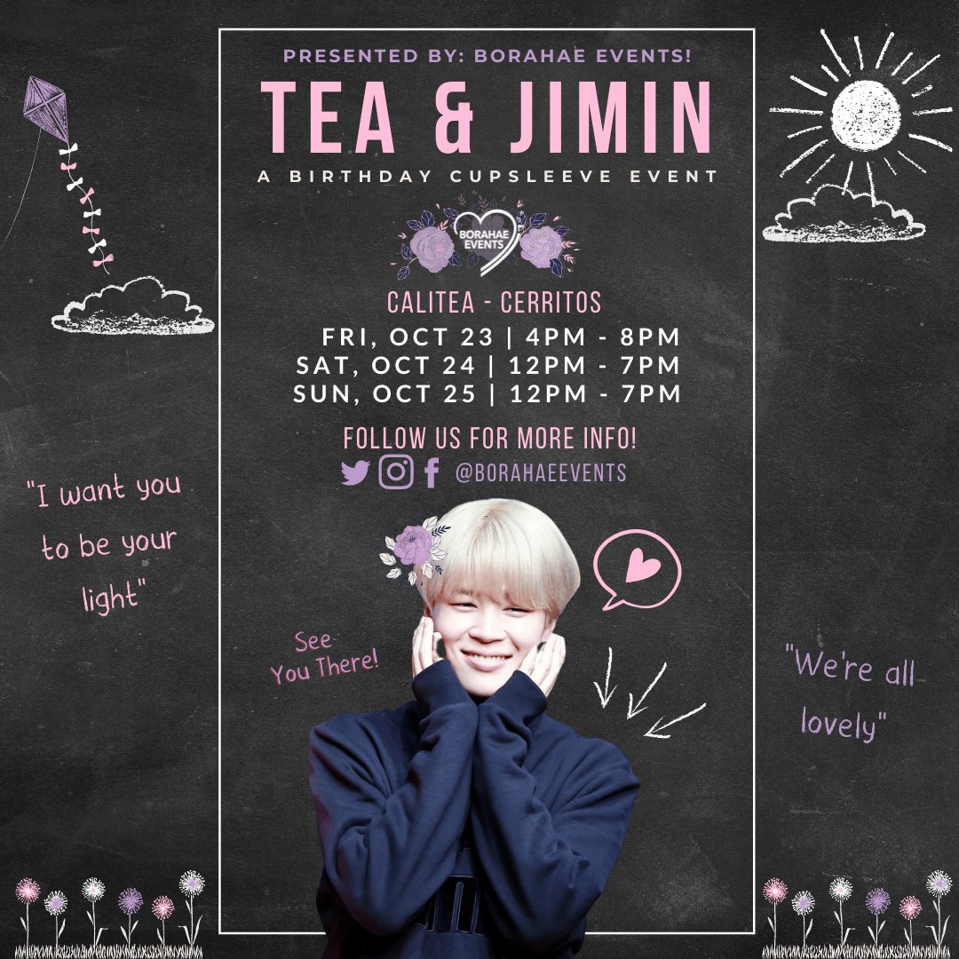 IdolDaysinCA's tweet photo. This weekend's SoCal events starting tomorrow.
@nowyunho
#dearateez
#ateezwonderlandcafe
#teaandjimin https://t.co/OlQrQfWtNc