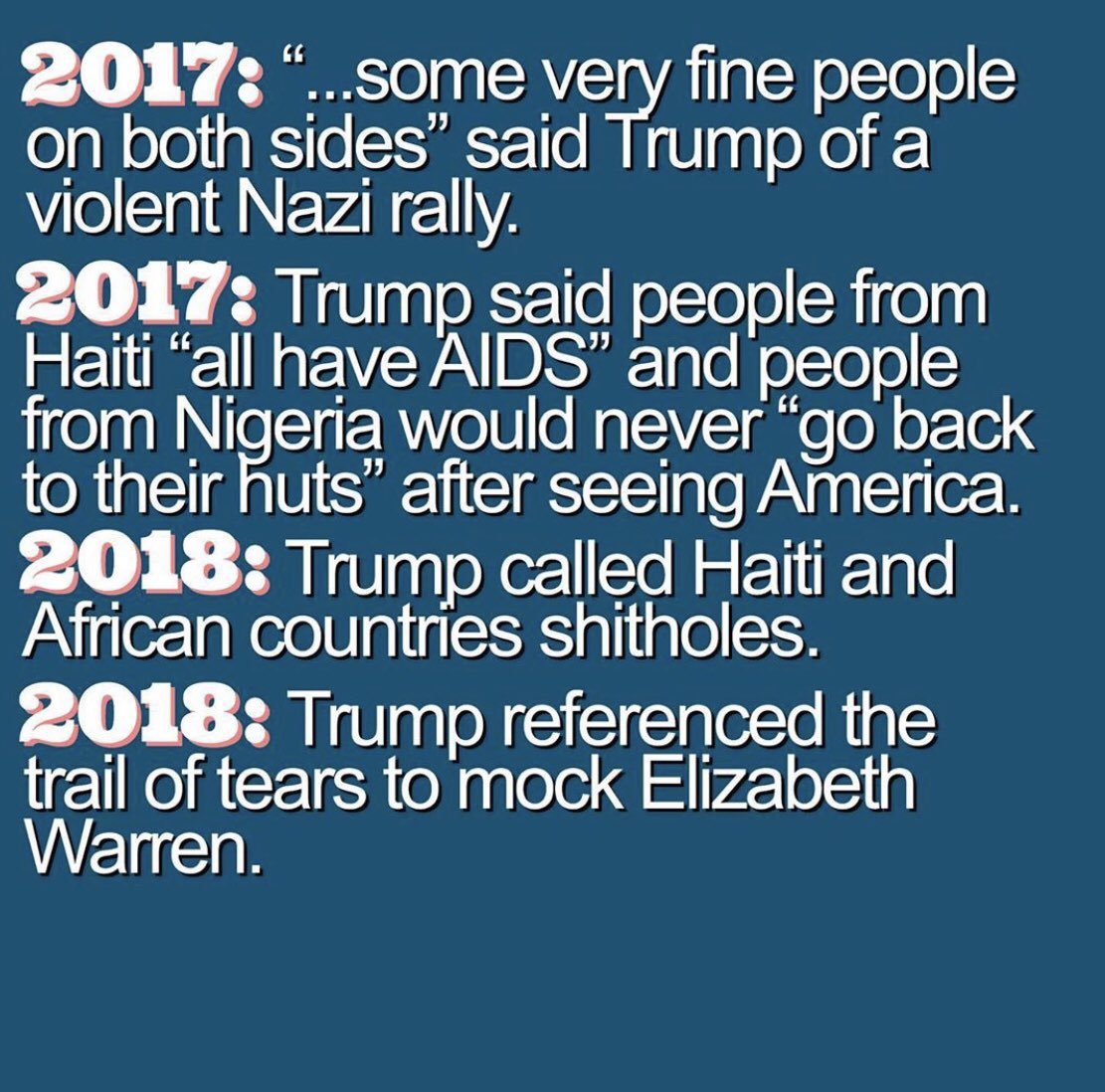 “They’re sending people that have lots of problems, and they’re bringing those problems with us. They’re bringing drugs. They’re bringing crime. They’re rapists” he says about mexicans.