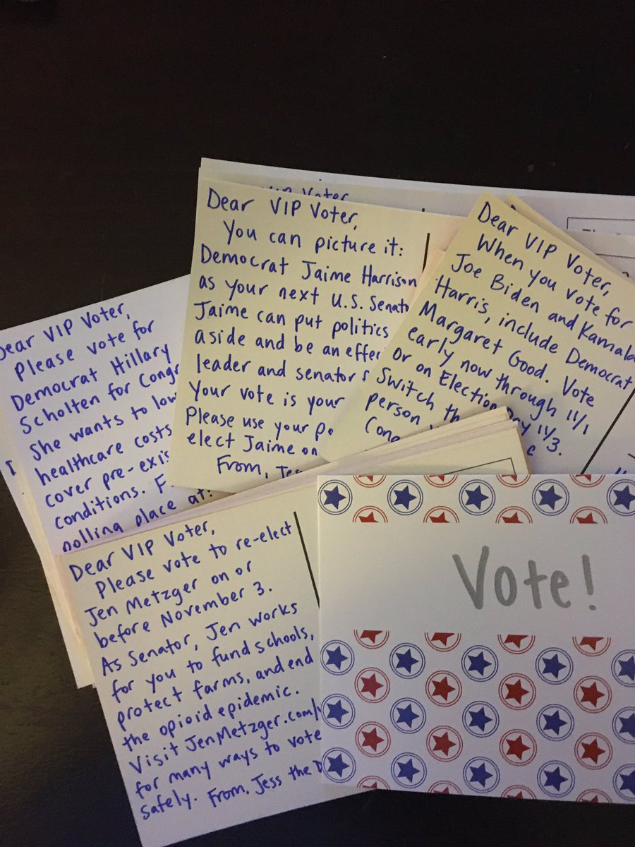 Wrote 50 #PostcardstoVoters for @harrisonjaime @HillaryScholten @GoodforFlorida @JenMetzgerNY during the debate! @DemocratWit Let’s go Dems!!!