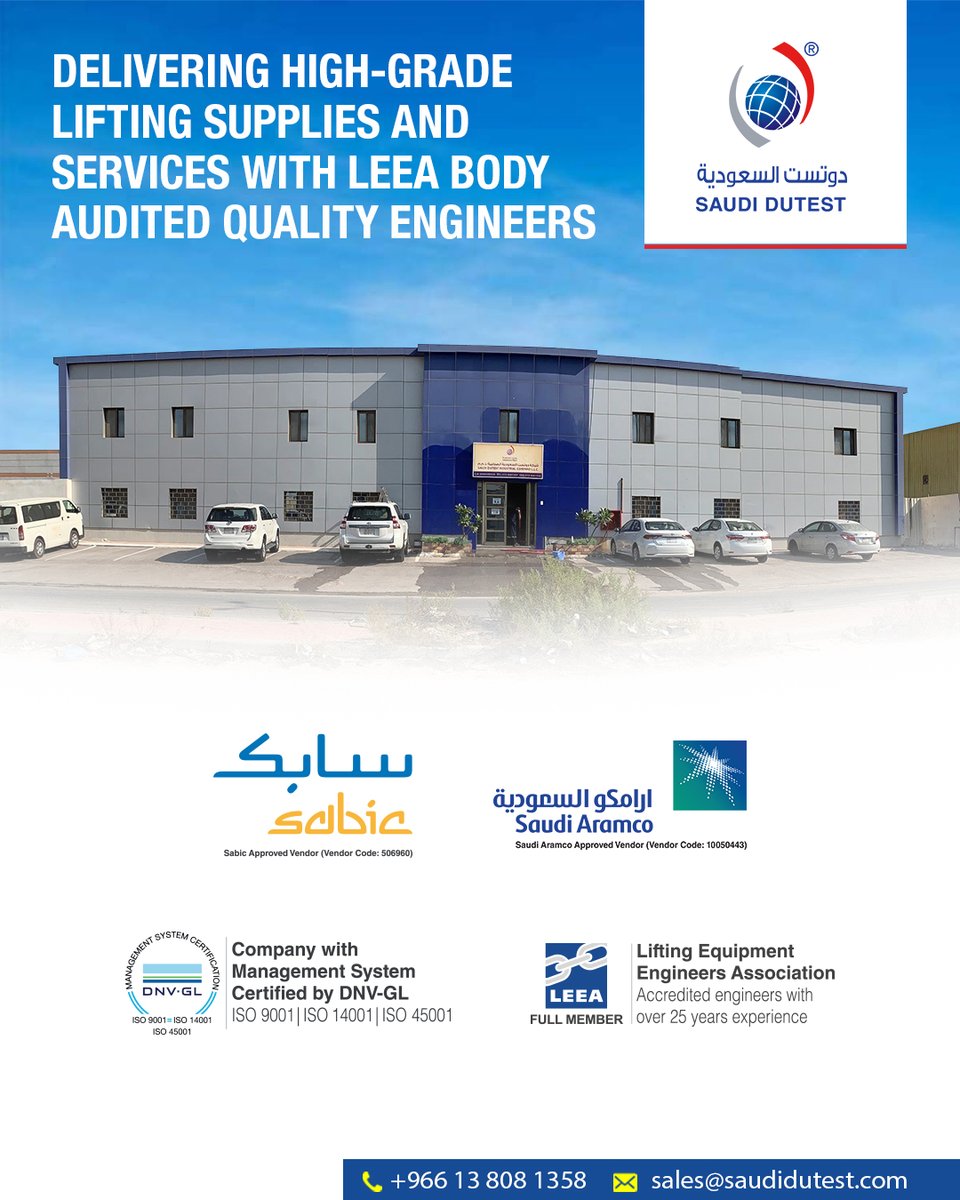 saudidutest's tweet photo. The core capabilities of our company lie in the field of supplying certified lifting and material handling equipment. We have supplied robust lifting and rigging products with reliability and a long life. Contact us today for your requirements: https://t.co/3J9zEkIsr5 https://t.co/unrSwiyzbv
