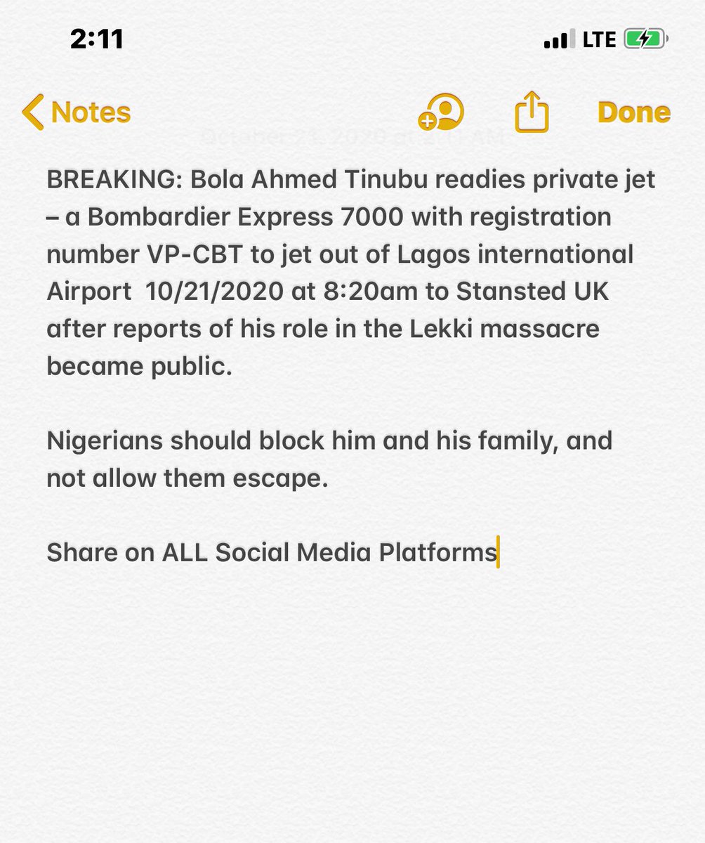 king_pin_rankin's tweet photo. Bola tinubu had a hand in the #LekkiMassacre and his trying to leave the country tomorrow by 8:30am today pls retweet this very aggressively so that he will be blocked from leaving the country the for his hands are full of innocent Nigerian blood #LekkiProtest #LekkiGenocide https://t.co/fBJkc3n7dJ