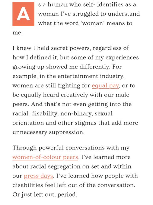 disabled, lgbtq+ should also get the opportunities white people get in hollywood. Thats it! Brie wrote a letter in her magazine interview for  @StylistMagazine back in february about why representation is so important to her!