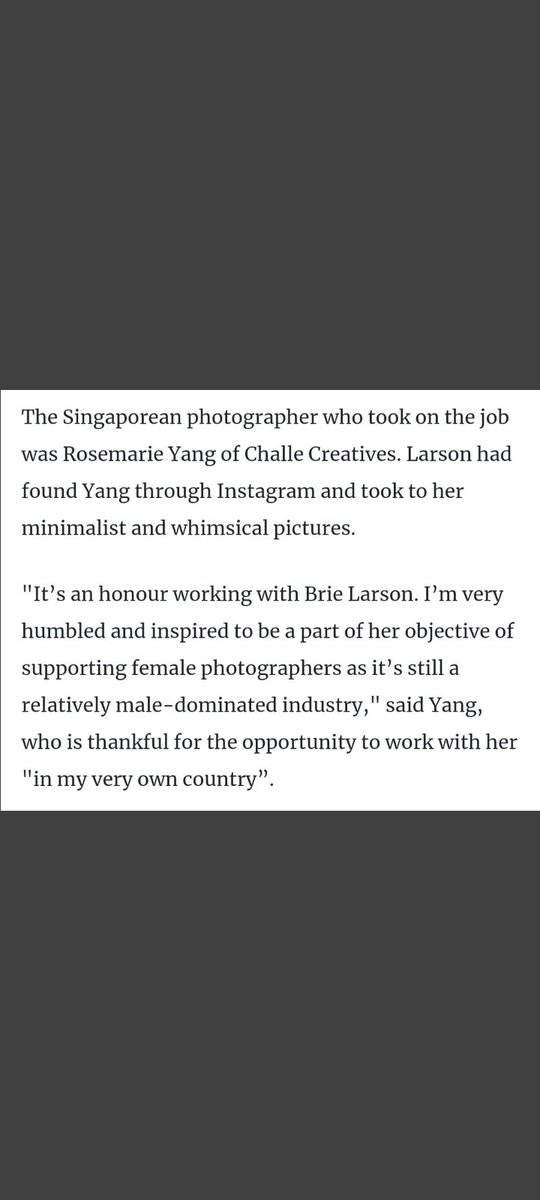 She also asked local female photographers, who she found on instagram, to have a photoshoot with her so they would get a bigger platform1. Rose Marie Yang, this photoshoot was in singapore