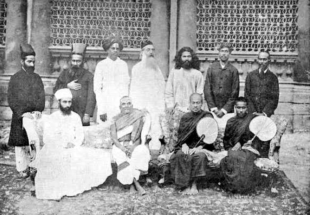 The Adyar Library was established by Col. Olcott in 1886. This image is from the inaugural ceremony with representatives of different religions.In 1916, Mahadeva Sastri was made Director of the Oriental Section of the Adyar Library, a post he retained till his demise in 1926.