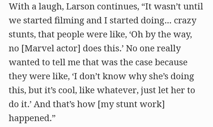 "Brie larson lied about doing her own stunts" When she went on set on the first day, she was prepared to do all the stunts, but she was reminded there that she CANT do it bc disney doesnt want to put any actor in harm's way. also jude law didnt workout for the movie and then...