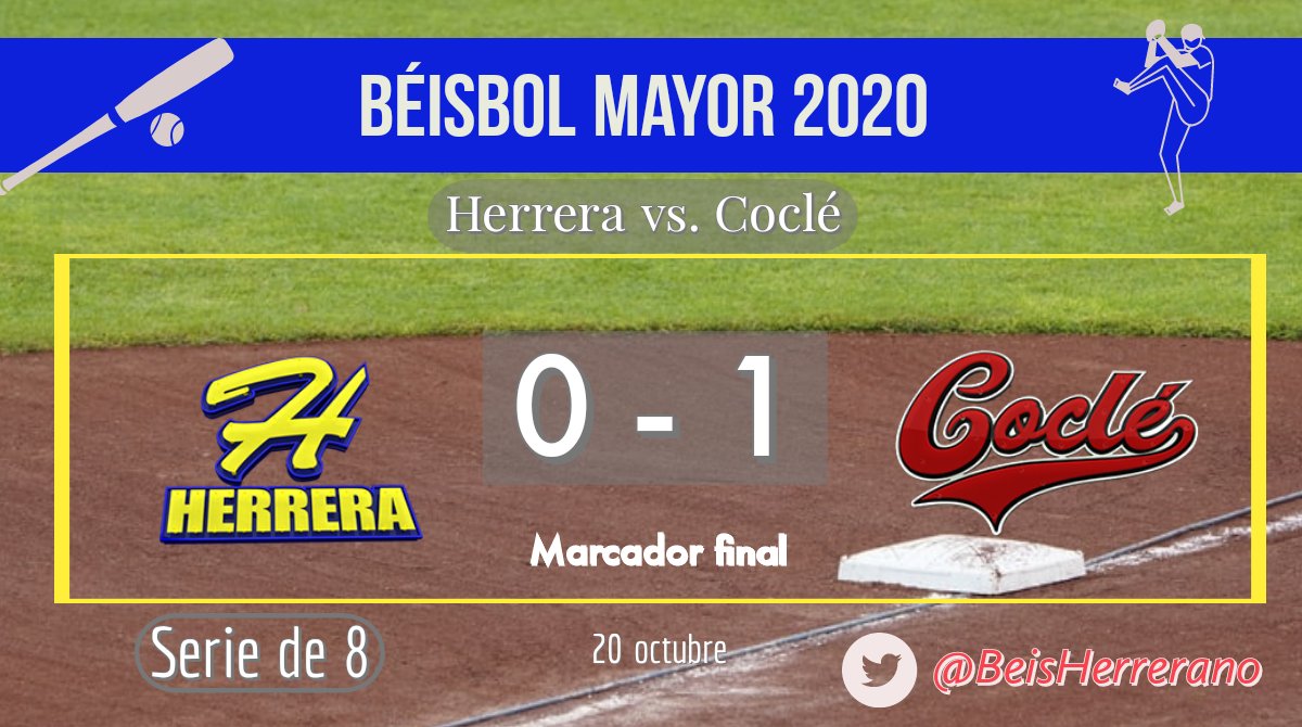 𝙍𝙚𝙨𝙪𝙡𝙩𝙖𝙙𝙤 𝙙𝙚𝙡 𝙥𝙖𝙧𝙩𝙞𝙙𝙤 
HERRERA 🆚 COCLÉ 
#BéisbolMayor2020