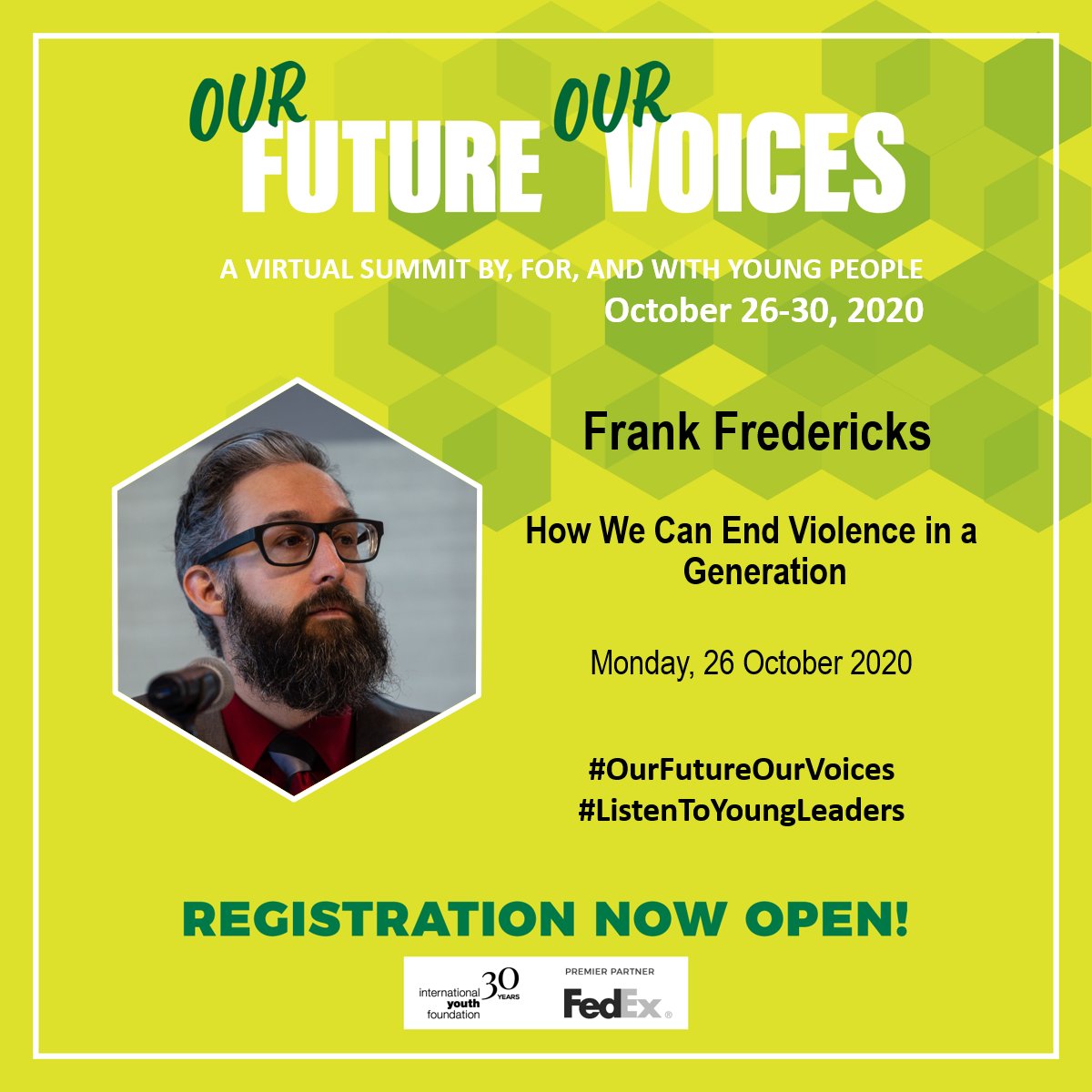 YouthActionNet (@youthactionnet) on Twitter photo Another great #YouthActionNet alum w/ a session you won't want to miss in #OurFutureOurVoices next week! Register to attend: bit.ly/OFOV2020Reg, & hear <a href="/WorldFaithNGO/">World Faith</a>'s <a href="/frankiefreds/">Frankie Fredericks</a> talk about how to end religious violence. #socent #ListenToYoungLeaders #peace Another great #YouthActionNet alum w/ a session you won't want to miss in #OurFutureOurVoices next week! Register to attend: bit.ly/OFOV2020Reg, & hear <a href="/WorldFaithNGO/">World Faith</a>'s <a href="/frankiefreds/">Frankie Fredericks</a> talk about how to end religious violence. #socent #ListenToYoungLeaders #peace