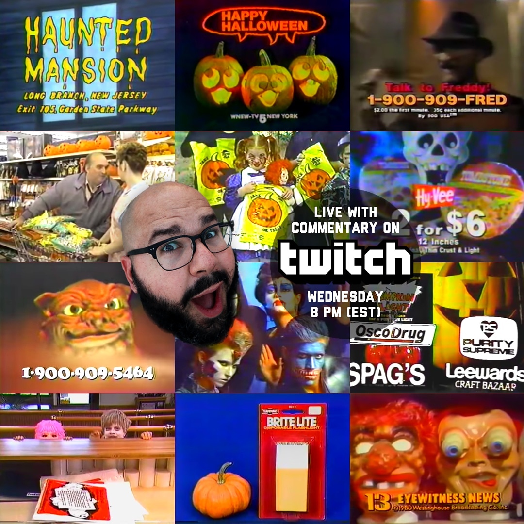 logandonahoo's tweet photo. Can you survive a barrage of retro Halloween commercials?!
🎃 📺 😱 📺 🎃 
Find out TONIGHT! 🍿 Wednesday @ 8pm (EST), LIVE on Twitch!
https://t.co/iXcWuUGSpx
***
🎬❤️🖥️
#retrocommercials #livestream #twitch #twitchstreamer
#trashcinema101 #trashcinema #horrorhost #Halloween https://t.co/6KQeXxNDyH