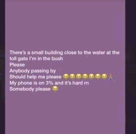 BoiiKulture's tweet photo. help us find her
She was at the toll gate when the shootings started. This was her last status upload 
Please help us tag People who can allow us reach her 😭😭😭 #Genocide Dj switch Tinubu Riri #BuhariResignNow 
@burnaboy @fkabudu @AishaYesufu @falzthebahdguy 
Retweet pls😭😭 https://t.co/d9TVlbj6ug