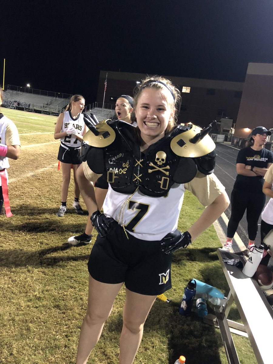 FlagMvhs's tweet photo. Great season opener tonight with the Bears bringing home two w’s against North Gwinnett and Collins Hill. Next week is our home opener on 10/27 ! Shout out our two Queens of Chaos for two interceptions tonight! #GoBears #GirlsofFall #PlayinDecember https://t.co/H2D1UmDqCk