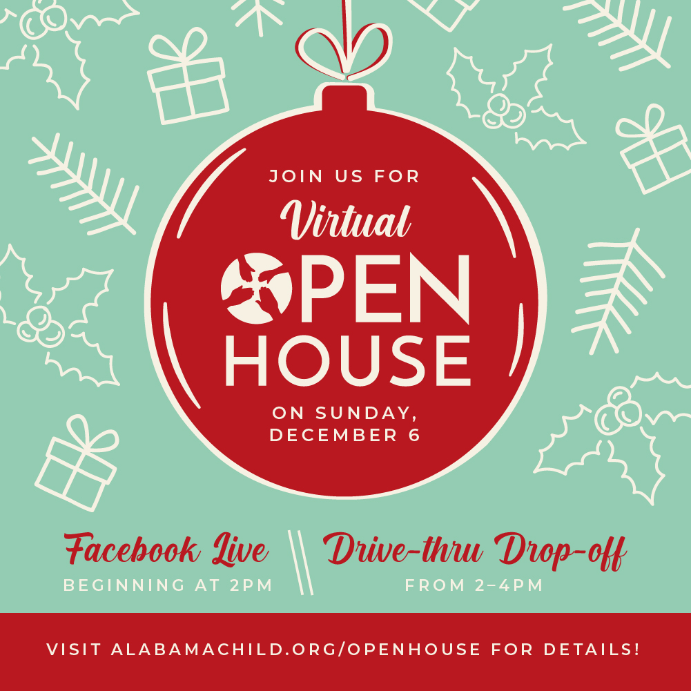 AlabamaChildOrg's tweet photo. Save the date for this year’s first-time Virtual Christmas Open House on Sunday, December 6. Campuses will also be staffed from 2:00–4:00 that day for a drive-thru donation drop-off. Visit the link below for more information!
https://t.co/rHxLplDb38 https://t.co/ozGM2HaBxn