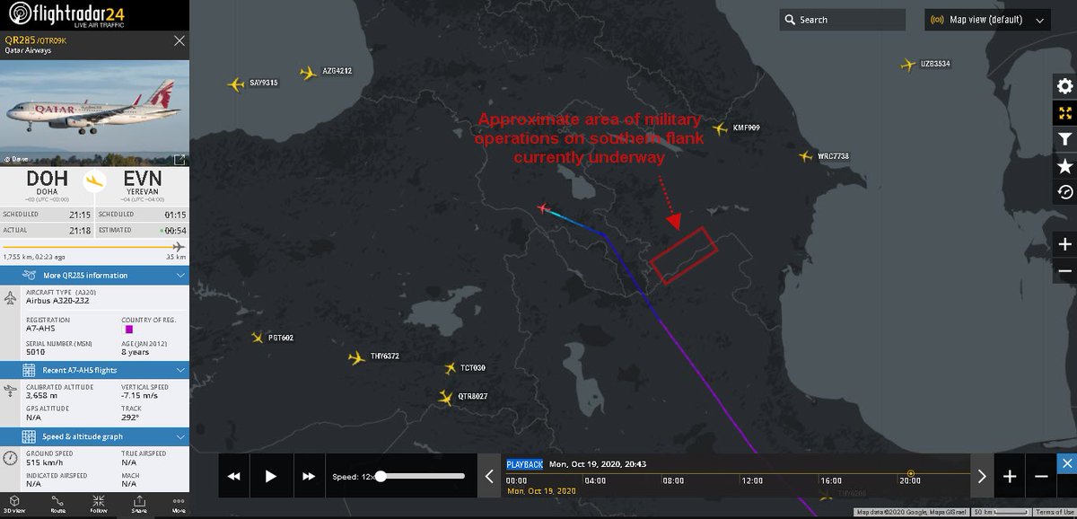 2/7 - Flights from Baku to Nakhchevan through Iran have taken a longer way around, while flight paths from Armenia through Iran remain unchanged.