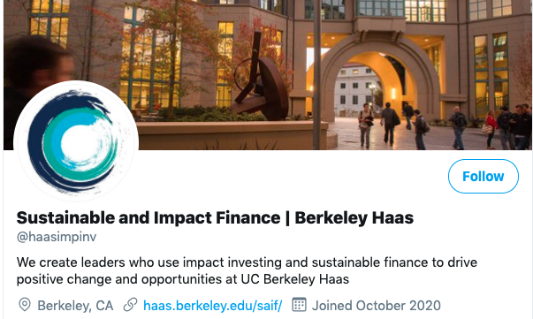 Kellie A. McElhaney (@thekmack) on Twitter photo *New* Follow <a href="/haasimpinv/">Sustainable and Impact Finance | Berkeley Haas</a> for all the news, events and updates from Berkeley Haas’ very own Sustainable & Impact Finance initiative. Find out why Haas is ranked as the leading graduate business school in sustainable finance and impact investing! *New* Follow <a href="/haasimpinv/">Sustainable and Impact Finance | Berkeley Haas</a> for all the news, events and updates from Berkeley Haas’ very own Sustainable & Impact Finance initiative. Find out why Haas is ranked as the leading graduate business school in sustainable finance and impact investing!