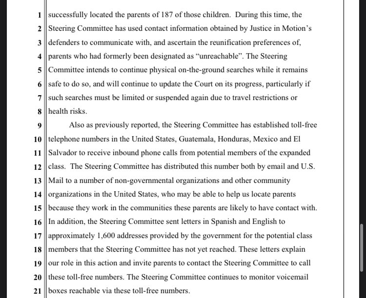 I read the status report. It’s:- 283 children whose parents have not been found.- 187 children whose parents have been found, but who have not been successfully contacted.- 75 children whose parents have not been found, but telephonic outreach is expected to be successful.  https://twitter.com/kylegriffin1/status/1318680898271768576