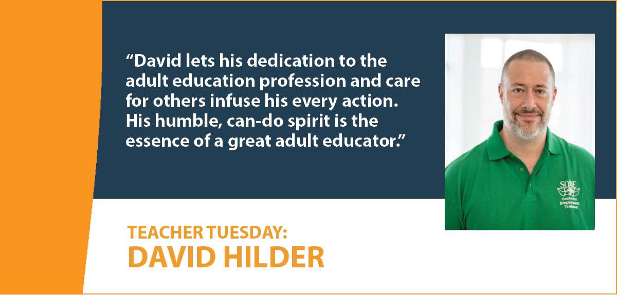 David Hilder of SOME Center for Employment Training is a transformational educator who uses integrated education and training techniques to help students understand the relevance of mathematics in their day-to-day lives in collaboration with industry instructors. #TeacherTuesday