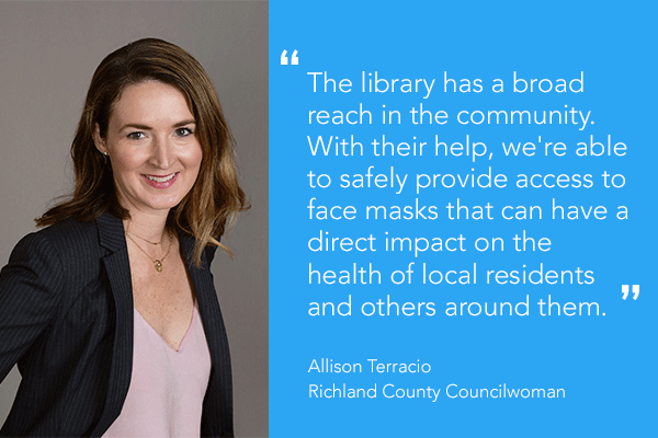 Richland Library (@accessfreely) on Twitter photo Starting Wed., Oct 21, we'll be distributing 2,000 face masks via our curbside services at Edgewood, Main and Wheatley locations thanks to <a href="/RichlandSC/">RichlandSC</a> County Councilwoman @terracioallison. Masks will be available first-come, first served from 9 am - 1 pm & 2 - 6 p.m., Mon - Sat. Starting Wed., Oct 21, we'll be distributing 2,000 face masks via our curbside services at Edgewood, Main and Wheatley locations thanks to <a href="/RichlandSC/">RichlandSC</a> County Councilwoman @terracioallison. Masks will be available first-come, first served from 9 am - 1 pm & 2 - 6 p.m., Mon - Sat.