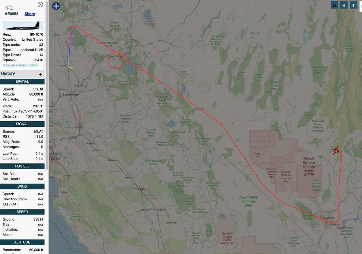 A U2 up at 60,000' over Nevada.
#planespotting https://t.co/MTITGJ8qbu