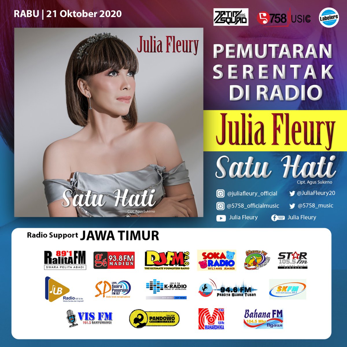 1015visfmradio's tweet photo. Pemutaran Serentak
@JuliaFleury20 @5758_music
" Satu Hati "
.
.
.
#visfmradio #visfmbanyuwangi
#news #hitsmusik #freshmusik
#newrelease #today https://t.co/s8xeobPD04