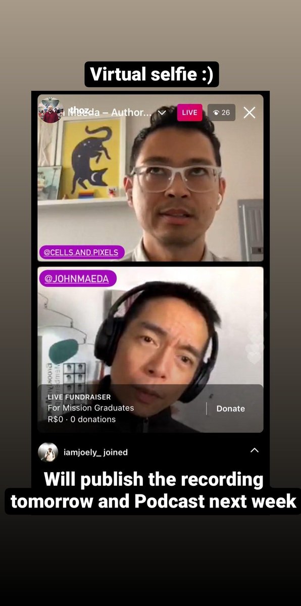 I had an amazing, open and mind blowing conversation with <a href="/johnmaeda/">John Maeda</a>. Was surprised and delighted that he also had questions for me and my background 👏🏽