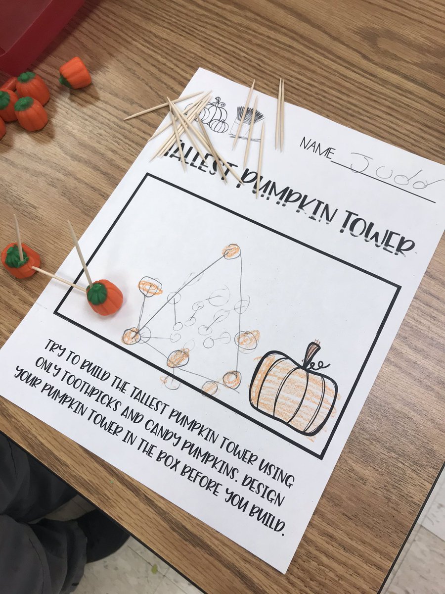 CCPSTigerClass's tweet photo. S.T.E.M Break! We made a plan...then built our tallest pumpkin tower! 🎃 #CCPSbest #iteachK https://t.co/TsxDkX31Wq