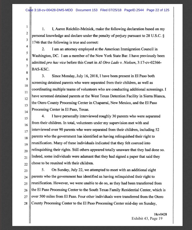 Some parents, when presented with that ICE form, didn’t know what they were signing.That’s right—some parents were coerced by ICE into signing a form which gave up their rights to reunite with their kids.How do I know? Because I talked to many of them as this happened!