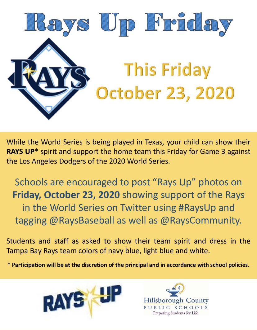 symmessharks's tweet photo. Calling all Sharks! Show your Rays spirit by wearing your Rays shirt or the teams colors this Friday! @RaysBaseball #GoRays #wintheworldseries https://t.co/8st2wnmClP