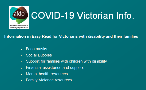 There are new #COVID19Vic Fact Sheets for people with #disability living in #Victoria on the @VicGovDHHS website, including:
● Social Bubbles and visitors
● Information for families of #Children with #disabilities
You can find these Fact Sheets at:
https://t.co/lwYPbqz4fU https://t.co/3QCPxasODK