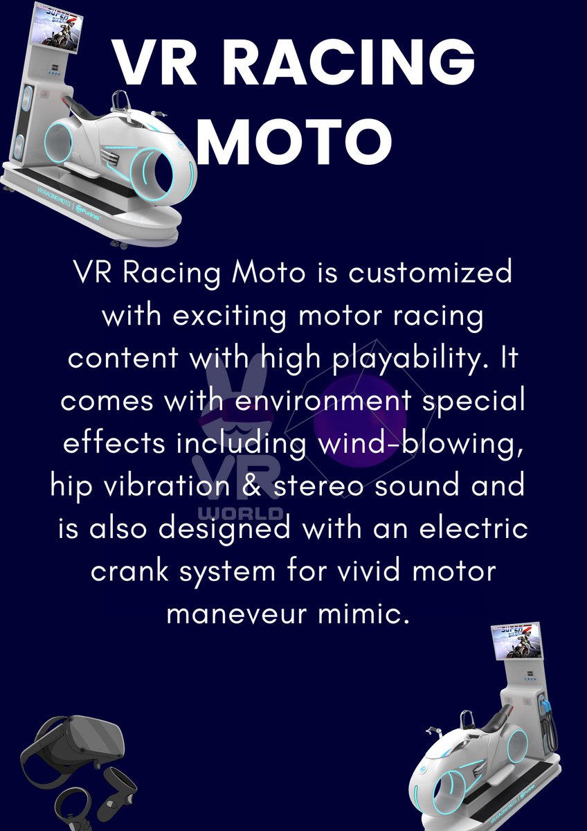 VRWorldJA's tweet photo. VR Racing MOTO  is designed to bring real life biking to players with the latest technology! 🏍👾#VRYengYeng #VirtualWorld #DunrobinPlaza https://t.co/xW0qGa483T