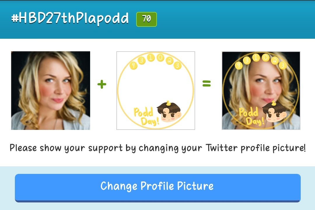 SunnyWinter_com's tweet photo. 70 people are using this ribbon to celebrate @plapodd 's bday now 😃

Have you changed yours?

#HappyPodday
#HBD27thPlapodd

Add a #Twibbon now! https://t.co/MHbRSFBQwa https://t.co/80CPfqD9zA