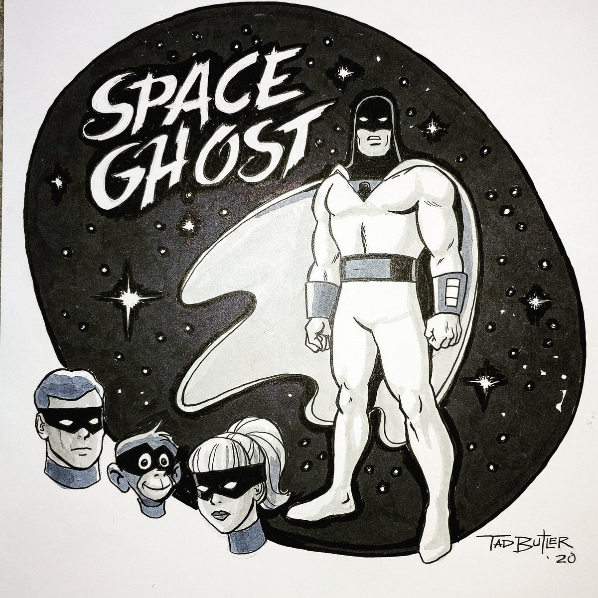 teebeetoons's tweet photo. My latest #inktober2020 contribution is #spaceghost; another classic 60's era #cartoon by #hannabarbera, featuring the awesome #characterdesigns by legendary #comicbookartist, #alextoth. #alextothart #classiccartoons #hannabarberacartoons #hannabarberastudios #sketchdailies https://t.co/vWgws2DfCk