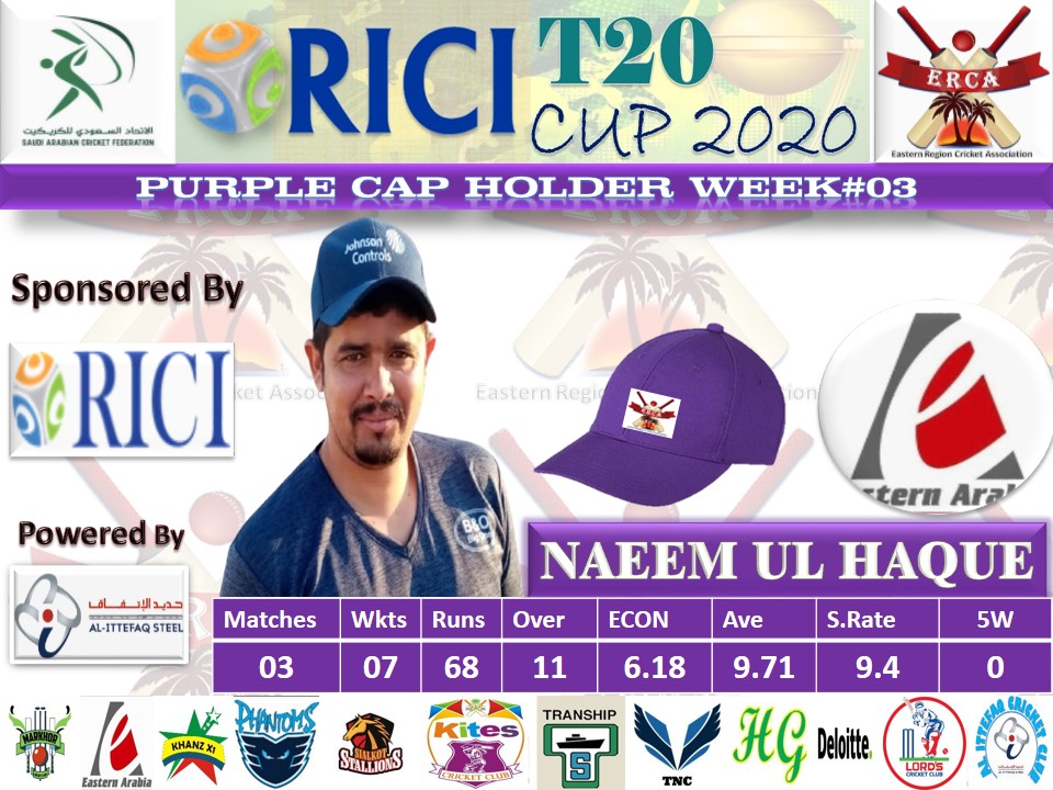 ERCA_KSA's tweet photo. #RICI #T20_CUP_2020
#WEEK_3 #PURPLE_CAP #HOLDER
#Cricket
#Passion
#ERCA https://t.co/e4RXEUpo8H
