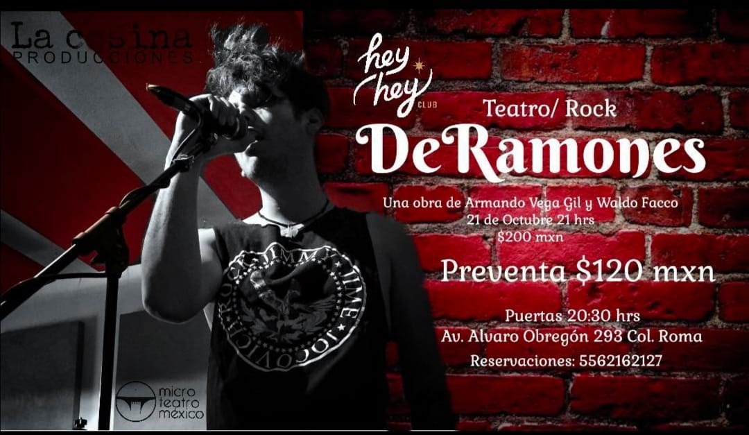 DeRamones da función mañana! Única fecha presencial con todas las medidas de protección o vía streaming, vive la experiencia #microteatro en el #heyheyclub