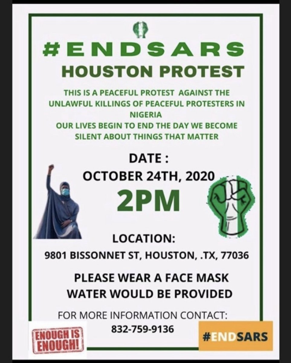 HOUSTON TEXAS, ARISE - Protest is on Saturday 10-24-20. #EndSars #EndSarsHouston #EndSarsTX