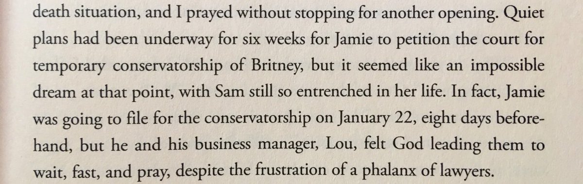 Britney's mom wrote in her book that Jamie and Lou were planning the conservatorship for weeks ahead of time.  #FreeBritney