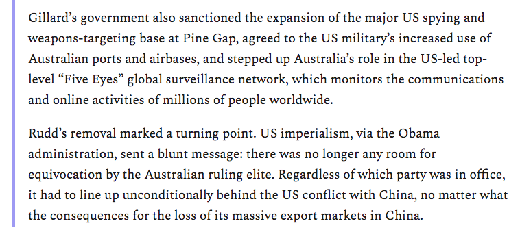 They got rid of Whitlam, then when we chose a PM in 2007 who Washington considered too friendly toward China they did it again, replacing Kevin Rudd with the compliant Julia Gillard.  @WSWS_Updates reports: https://www.wsws.org/en/articles/2020/06/24/coup-j24.html