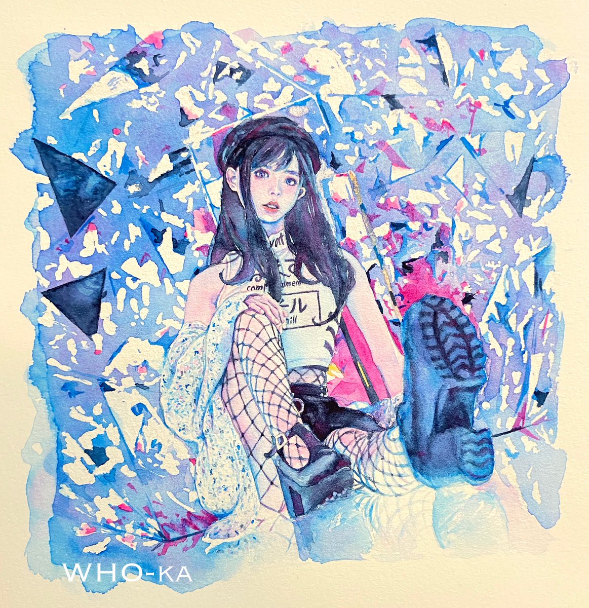 Who Ka 完成 水彩画 女の子イラスト ガールズイラスト 水彩 Watercolor イラスト アナログ イラスト イラストレーター 絵描きさんと繋がりたい イラスト好きさんと繋がりたい Illustration Aquarelle アート Art 似顔絵 Kawaii かわいい