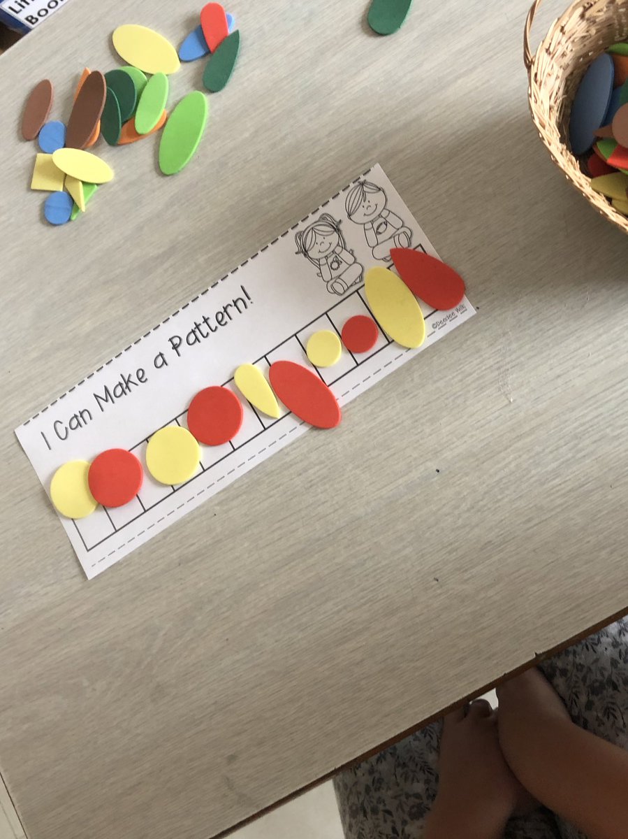 MsIkonomou's tweet image. Making patterns with loose parts and identifying the core pattern. #patterening #corepatternreading #corepattern #grade1/2 #gradeone #grade1 #gradetwo #grade2