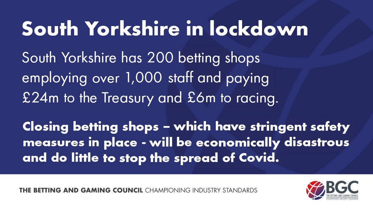 As well as employing over 1,000 people, South Yorkshire's betting shops pay £24m a year in tax and £6m in levy payments and media rights to racing, which is already struggling due to the lack of spectators.